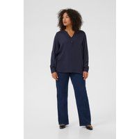 Entspannte V-Ausschnitt Bluse mit Knopfleiste