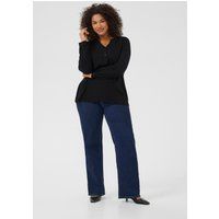 Locker geschnittene Henley-Bluse mit V-Ausschnitt