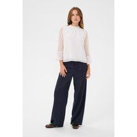 Bluse mit Lochstickerei und Stehkragen