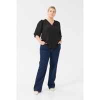 Strukturierte V-Ausschnitt-Bluse mit Puffärmeln