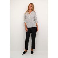 Gestreifte Viskose-Leinen-Bluse
