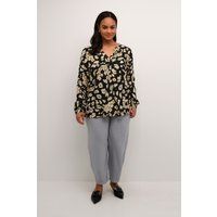 Fließende V-Ausschnitt-Bluse mit Leoprint