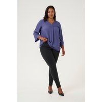 Strukturierte V-Ausschnitt Bluse mit 3/4-Arm