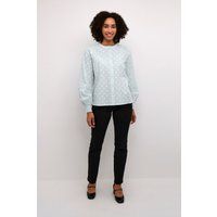 Strukturierte Baumwollbluse mit Spitze