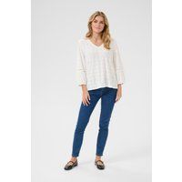 V-Ausschnitt Bluse mit Lochstickerei