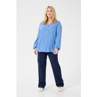 Locker geschnittene Henley-Bluse mit V-Ausschnitt