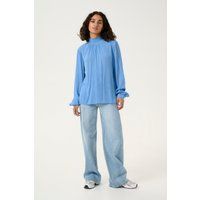Viskosebluse mit gerafftem Stehkragen