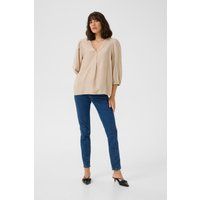 V-Ausschnitt Bluse mit Volumenärmeln