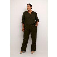 Minimalistische Henley-Bluse aus Leinen-Mix