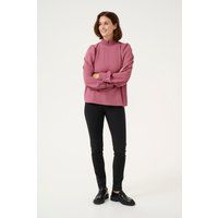Strukturierte Hochhalsbluse mit Puffärmeln