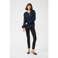 Strukturierte Bluse mit Smok-Schultern