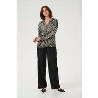 Leinen-Mix Bluse mit Leopardenmuster