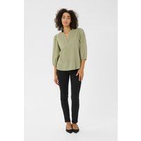 Strukturierte Baumwollbluse mit Puffärmeln