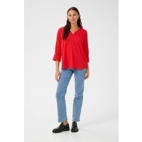 Strukturierte V-Ausschnitt-Bluse mit Smok-Details