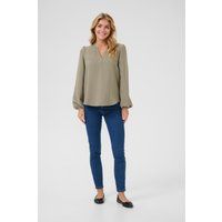 Leichte V-Ausschnitt Bluse mit Volumenärmeln