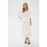 Weite Lochmuster-Bluse mit Wellensaum