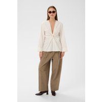 Langarmbluse mit V-Ausschnitt und Twist-Detail