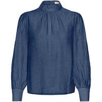 Hochgeschlossene Bluse mit Crinkle-Struktur