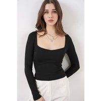 Elegantes Langarm-Top mit Carré-Ausschnitt