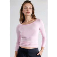 Fein geripptes Langarmshirt mit Rundhalsausschnitt