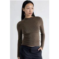 Geripptes Langarmshirt mit Stehkragen
