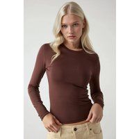 Schmal geschnittenes Rundhals-Langarmshirt