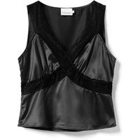 Ärmellose Satinbluse mit Spitzenbesatz