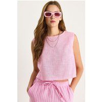 Kastiges Crop-Top aus Leinenmischung