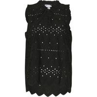 Ärmellose Bluse mit Lochstickerei