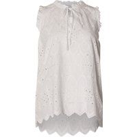 Ärmellose Lochstickerei-Bluse mit Bindebändern