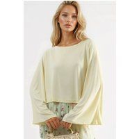 Lockere Kurzbluse mit U-Boot-Ausschnitt