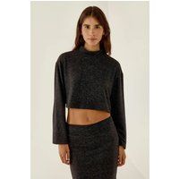Lockeres Crop-Top mit Stehkragen