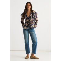 Chiffon-Bluse mit Blumenmuster und Rüschen