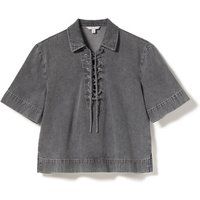 Kurzbluse aus Denim mit Schnürung