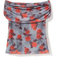 Schulterfreies Mesh-Oberteil mit Blumenprint
