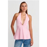 Nahtlose Halterneck-Schößchen-Bluse