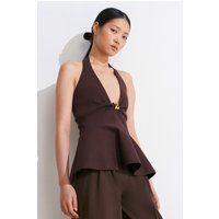 Nahtloses Halter-Top mit Schößchen