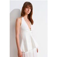 Nahtlose Neckholder-Peplum-Bluse