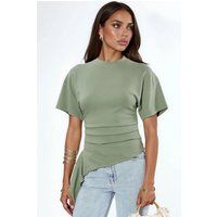Asymmetrisches drapiertes Jersey-Oberteil