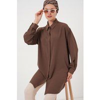 Lange Oversize-Bluse mit Knopfleiste