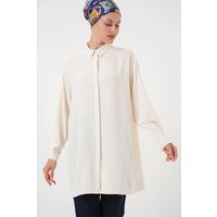 Übergroße Longline-Bluse mit Knopfleiste