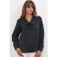 Gepunktete Popeline-Bluse mit Schluppe