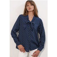 Punktierte Bluse mit Schleifendetail