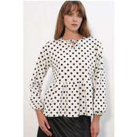 Punktierte Crepe-Schößchenbluse