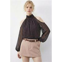 Transparente Cut-Out-Bluse mit Punktmuster