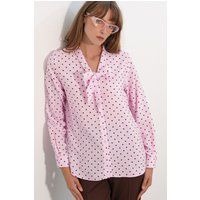 Gepunktete Popeline-Bluse mit Schluppe