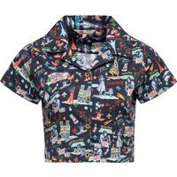 Kurzbluse mit Pariser Wahrzeichen-Print