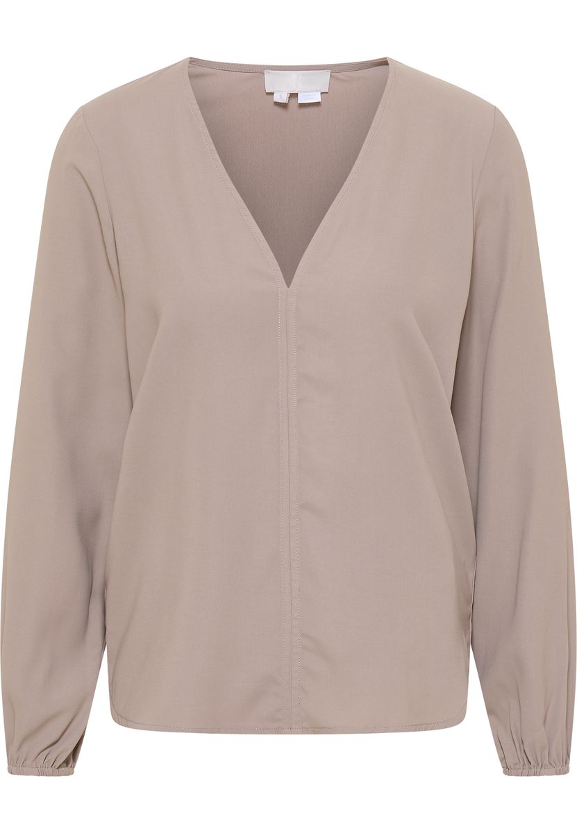 Minimalistische V-Ausschnitt Bluse mit Elastikbündchen