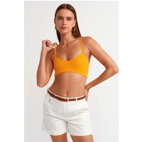 Geripptes Bralette-Top mit V-Ausschnitt