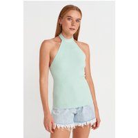 Geripptes Neckholder-Top in Slim Fit